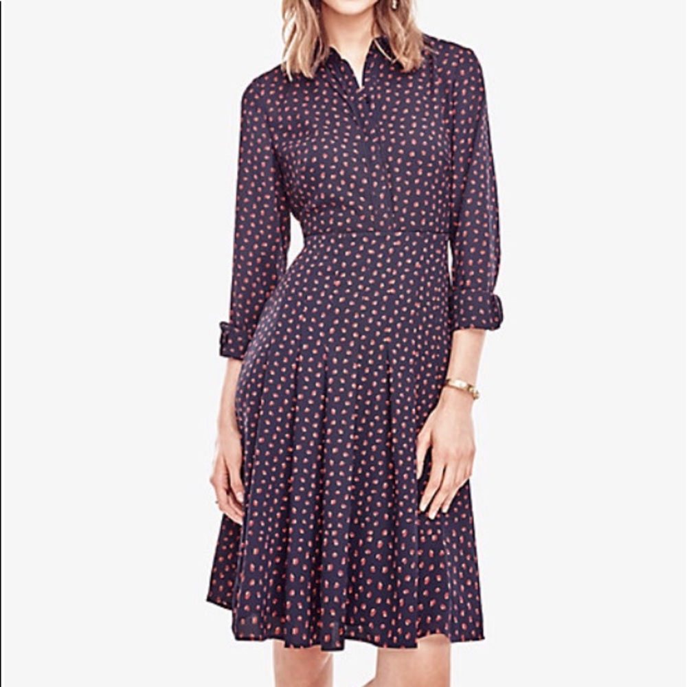 Ann Taylor navy blue with petal print dress. NWT - Picture 2 of 5